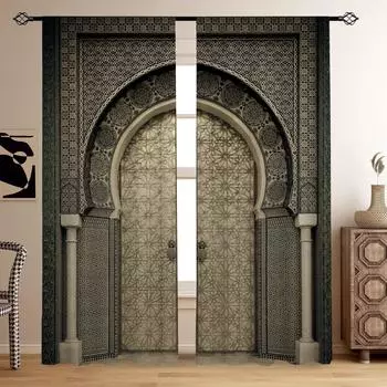 Марокканский стиль Винтажная ферма деревянная дверь амбара для девочек оконные шторы для детей спальня гостиная ванная комната кухонная дверь домашний декор W50 X H130(CM)X2&Hook