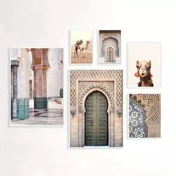 Марокканское настенное искусство, печать на холсте, постер в стиле Марракеша, декор стен в стиле бохо, пустынное искусство, картина, украшение, картина для дома 21x30cm No Framed