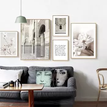 Марокко, арабская дверь, архитектура, холст, картина, туризм, скандинавский ретро-плакат с принтом, исламская настенная художественная картина, мусульманский домашний декор 21cm30cm NoFrame