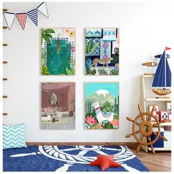 Марокко Гепард Лама Леопард Джунгли Плакаты на скандинавскую тему и принты Настенная живопись на холсте Настенные картины для гостиной Домашний декор без рамки 21*30cm