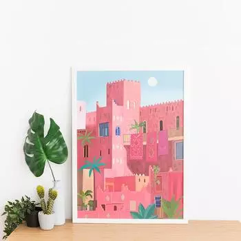 Марокко Касба Марракеш Туристический Плакат Пейзаж Картина Маслом Минималистский План Гостиной Украшения Дома 21cm30cm NoFrame