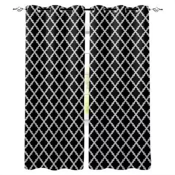 Марокко Классическая Геометрия Черные Плотные Шторы Для Гостиной Спальни Печатные Оконные Шторы Домашний Декор W135 x H60cm