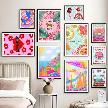 Марокко Париж Испания Паста Пчела Русалка Автобус Настенная картина на холсте Плакаты на скандинавскую тему и принты настенные панно для декора гостиной 21x30cm No Framed