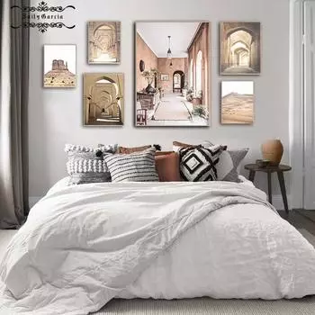 Марокко старая дверь пейзажный постер винтажный Бохо юго-западный туристический принт скандинавский холст картина настенная картина для гостиной 21*30cm