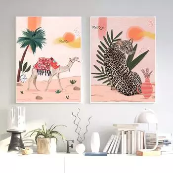 Марокко верблюд леопард бохо пейзаж плакаты на скандинавскую тему и принты настенная живопись на холсте настенные панно для гостиной домашний декор 21cm30cm NoFrame