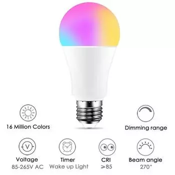 MARPOU 1/3/4/5/6/10 PCS Tuya Bluetooth 9W Smart Bulb Led Lamp E27 RGB Smart Light Bulbs 220V Smart Lamps For Home Bedroom Room D 9W&Bluetooth Version&1 pcs