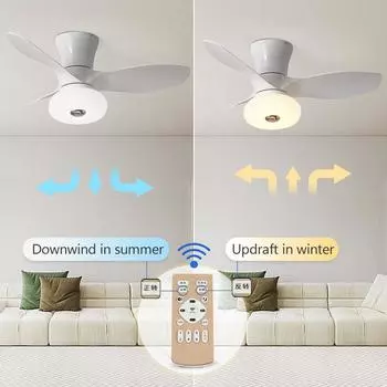 MARPOU Modern Ceiling Fan Lamp with LED Light 30W Ceiling Fan With Remote Control Tricolor color temperature Home Fan 110V 220V