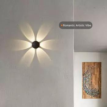 MARPOU Современный светодиодный уличный настенный светильник с подсветкой для крыльца / сада, декоративный настенный светильник в форме цветка и звезды Warm White (2700-3500K) звезда