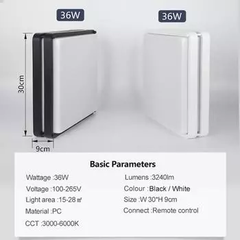 MARPOU Square Led потолочный светильник для освещения спальни Пульт дистанционного управления Нейтральный белый Холодный белый Теплый белый AC100V-265V 36W гостиная белый
