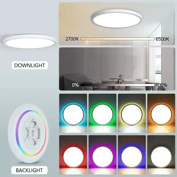 MARPOU TUYA RGB 24W Ultra Thin Smart LED Ceiling Light 110V 220V Voice APP Control Alexa Google Smart Lamp For Room Bedroom