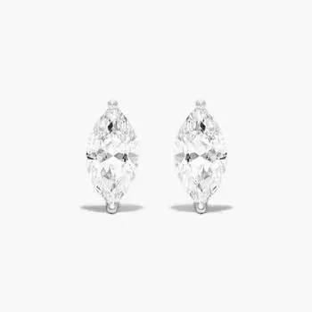 Marquise Lab Grown Diamond Push Back Stud Earrings, EF Color, VS Clarity 15MM серебряный