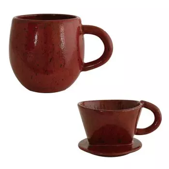 Mars Dripper Mug Set Mino Ware Pottery Single Serving Tableware Made in Japan & красный