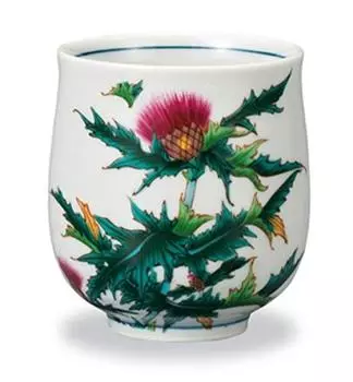 Marsan Miyamoto Tea Cup Diameter Height Four Seasons Flower Teacup Aji Kutani Ware 7.2X 8.2cm