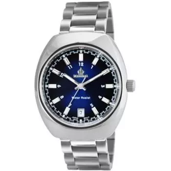 MARSHAL Мужская MRZ015-MBL (Базовая модель Sun Flame) Круглые часы серебряные аналоговые