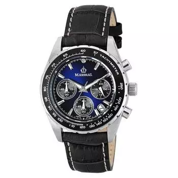 MARSHAL Мужская MRZ017-LBL (Пламя Солнца) Круглые часы из черной нержавеющей стали с несколькими стрелками, аналоговые