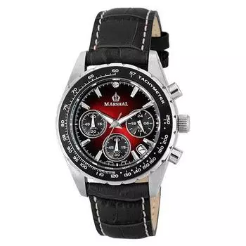 MARSHAL Мужская MRZ017-LRE (Пламя Солнца) Круглые часы из черной нержавеющей стали с несколькими стрелками, аналоговые