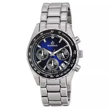 MARSHAL Мужская MRZ017-MBL (Пламя Солнца) Круглые часы из серебристой нержавеющей стали с несколькими стрелками, аналоговые