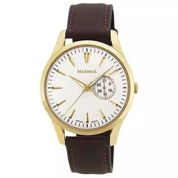 MARSHAL Мужская MRZ018-GW (Пламя Солнца) Круглые часы из коричневой нержавеющей стали с несколькими стрелками, аналоговые
