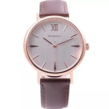 MARSHAL Мужской MR100-PBR (Кварцевое солнечное пламя) Круглые часы коричневые из нержавеющей стали аналоговые