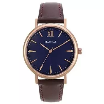 MARSHAL Мужской MR100-PDBR (Кварцевое солнечное пламя) Круглые часы коричневые из нержавеющей стали аналоговые
