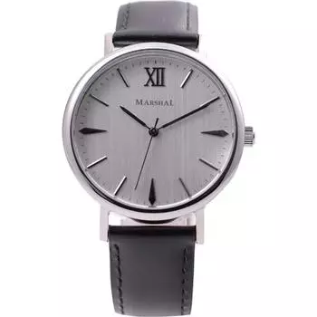MARSHAL Мужской MR100-SBK (Кварцевое солнечное пламя) Круглые часы из черной нержавеющей стали, аналоговые