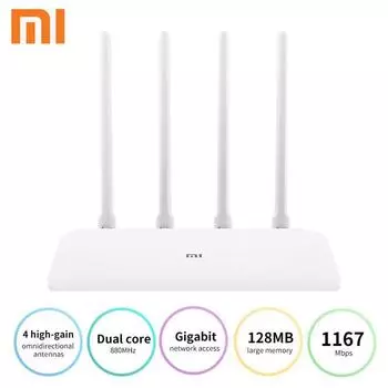 Маршрутизатор Xiaomi Mi 4A, гигабитная версия, 2,4 ГГц, 5 ГГц, двухдиапазонный, 1167 Мбит/с, повторитель Wi-Fi, 128 МБ DDR3, 4 ускорителя с высоким коэффициентом усиления, внешний усилитель сигнала