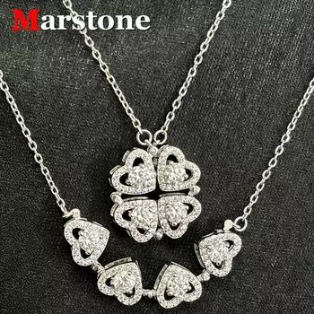 Marstone 0.3ct Муассанит Бриллиант D Цвет VVS1 Женское Магнитное Ожерелье Серебро 925 Зеленое Модное Роскошное Ожерелье Изящные Украшения для Женщин 4mm-0.3ct белый