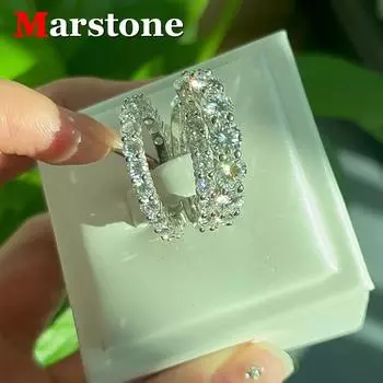 Marstone Full Moissanite Diamond 0.5CT D VVS1Moissanite Band женские обручальные кольца 925 пробы с серебряным покрытием 18-каратного золота комплект колец высшего качества новые для женщин us 4 белый