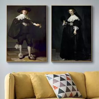 Marten Soolmans и Oopjen Coppit свадебная картина на холсте, постеры и принты, настенная художественная картина для гостиной, домашний декор, Cuadros 21*30cm