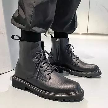 Martin boots 2025 new men s autumn and winter British wind tide ins thick-soled velvet warm men s boots M11-H 38 чёрный