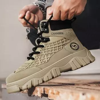 Martin boots autumn high-top British style retro casual tooling boots outdoor mountaineering thick-soled desert combat boots 39 песочный