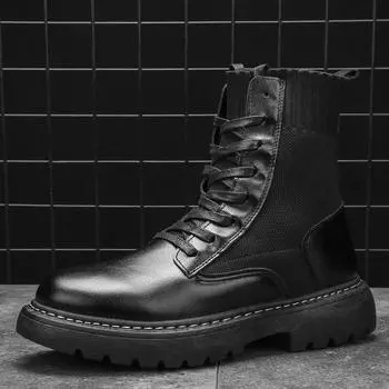 Martin boots British style 2025 new boots side zipper tooling shoes leather upper high top boots autumn and winter British men 43