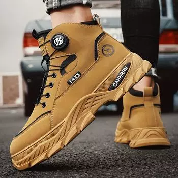 Martin boots British style outdoor high-top tooling shoes men s men s velvet rotating buckle thermal cotton shoes 39