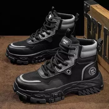 Martin boots four seasons new men s boots trend versatile fashion casual tooling shoes non-slip wear-resistant platform shoes 39