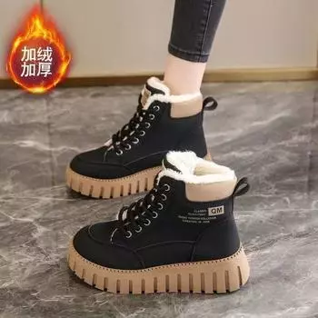 Ботинки Martin большие хлопковые туфли женские зимние бархатные хлопковые сапоги утолщенные женские туфли 2024 новые зимние теплые зимние сапоги 35