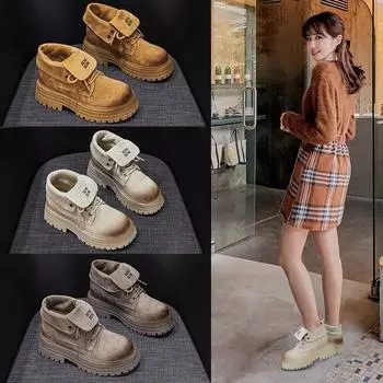 Ботинки Martin кожаные ретро рыцарские сапоги женские сапоги с толстой подошвой 35 серый