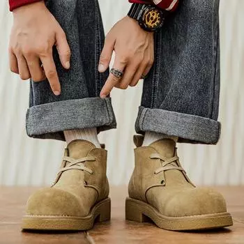 Martin boots men s 2024 autumn and winter new high-top rhubarb boots men s retro trend versatile outdoor tooling boots 38