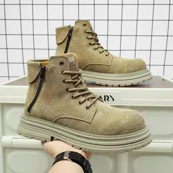 Martin boots men s 2024 autumn new rhubarb boots versatile retro casual tooling boots thick-soled heightening desert boots 38