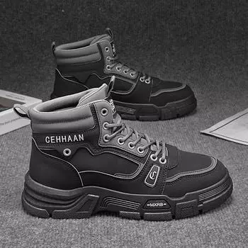 Martin boots men s 2024 new autumn men s British style high-top retro men s shoes labor insurance tooling rhubarb boots 39 чёрный