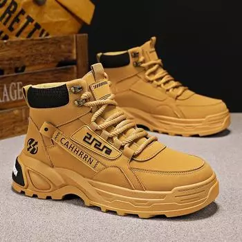 Мужские ботинки Мартин 2024 новая осень высокие модные уличные повседневные туфли мужские зимние на толстой подошве износостойкие рабочие ботинки 39