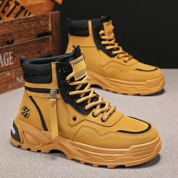 Martin boots men s 2024 new autumn high-top British style tooling boots outdoor sports and leisure thick-soled yellow boots 39