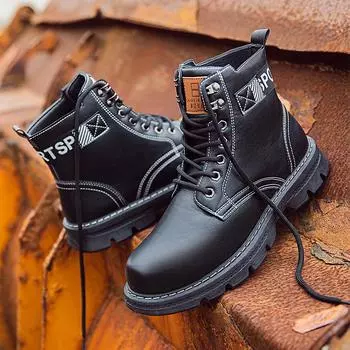 Martin boots men s 2024 new autumn and winter trendy shoes trendy handsome casual leather shoes tooling high-top leather boots 39