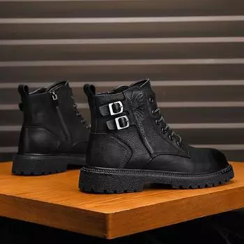 Ботинки Martin мужские 2024 новые зимние бархатные утолщенные кожаные ботинки среднего размера мужские утепленные ботинки на толстой подошве 38