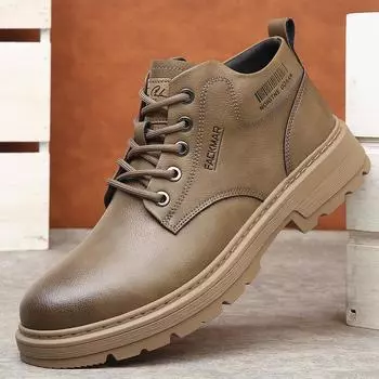 Martin boots men s 2024 winter new high-top outdoor trend tooling boots leather thick-soled velvet thermal cotton boots 38