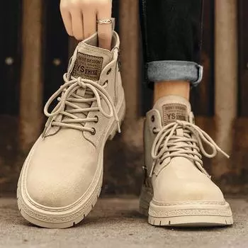 Martin boots men s 2025 new autumn winter british retro men s athleisure high-top cargo boots men 39 песочный