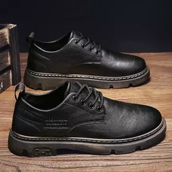 Martin boots men s 2025 new black leather shoes trendy casual tooling shoes wear-resistant spring and autumn men s shoes autumn and winter breathable 39 черный коричневый