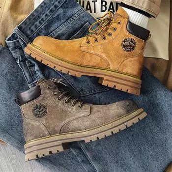 Martin boots men s 2025 new rhubarb autumn and winter British wind tooling velvet cotton shoes couple 2345-J 38 жёлтый