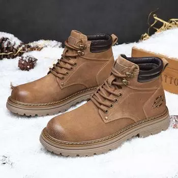 Martin boots men s 2025 new trendy leather boots couple boots men s high-top kick can t be broken, rhubarb boots and velvet cotton shoes 37