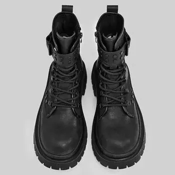Martin boots men s and women s 2024 autumn retro British style black tooling boots casual short boots versatile platform motorcycle boots 36 (women s) чёрный