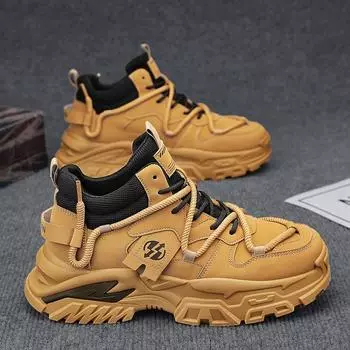 Martin boots men s autumn 2024 high-top British style big yellow boots men s casual kick can t be rotten medium-help tooling boots 39